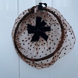 Polka Dot Mesh Hat with Bow Vintage women’s hat